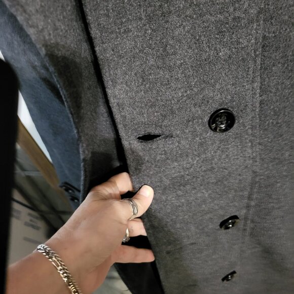 WOMANS HEATHERED GRAY PEACOAT JACKET SZ XL DOUBLE BREASTED - Picture 4 of 8